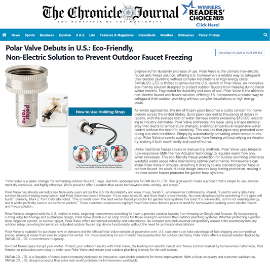 Polar Valve Debuts in U.S.: Eco-Friendly, Non-Electric Solution to Prevent Outdoor Faucet Freezing