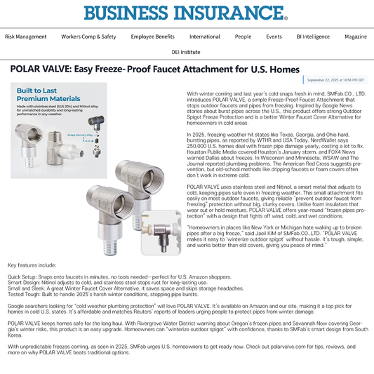 POLAR VALVE: Easy Freeze-Proof Faucet Attachment for U.S. Homes