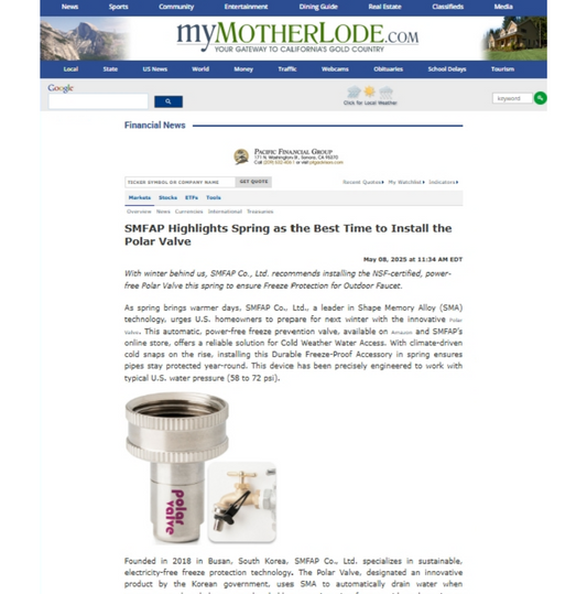 SMFAP Highlights Spring as the Best Time to Install the Polar Valve