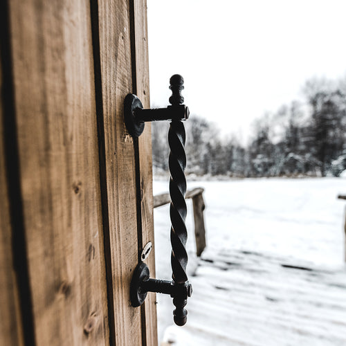 selective focus of opened wooden door